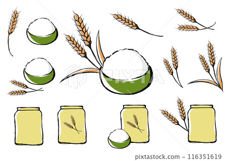 刷觸小麥和麵粉插圖集 116351619