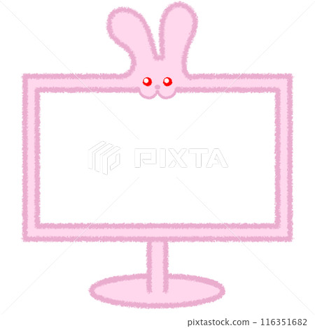 Rabbit-shaped LCD monitor illustration 116351682