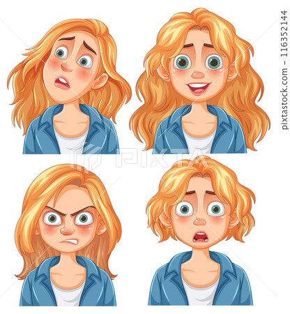 Emotional Expressions of a Woman Emotional Expressions of a Woman 116352144