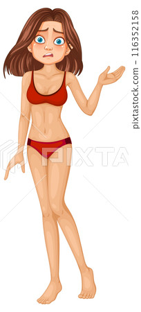 Confused Woman in Red Bikini 116352158