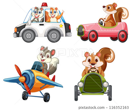 Squirrels Driving Various Vehicles 116352163
