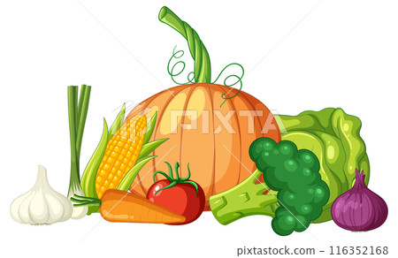 Colorful Fresh Vegetables Illustration Colorful Fresh Vegetables Illustration 116352168