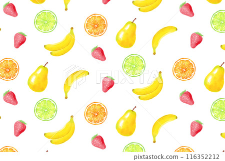 Seamless pattern of various fruits in watercolor style 116352212
