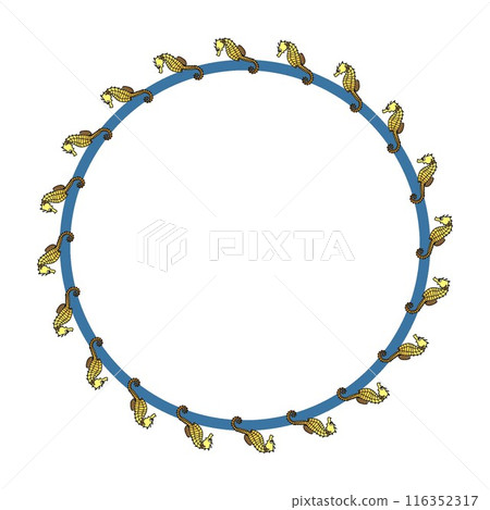 Seahorse circular decorative frame illustration 116352317