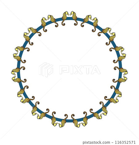 Seahorse circular decorative frame illustration 116352571