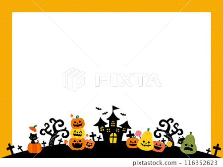 Halloween frame (pumpkin and castle) 116352623
