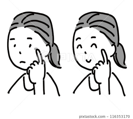 People who are concerned about rough skin, people who are happy when their skin is cured, monochrome, simple People who are concerned about rough skin, people who are happy when their skin is cured, monochrome, simple 116353170