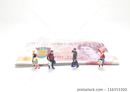 a mini figure Enjoying Shopping, FINANCE concept 116353300