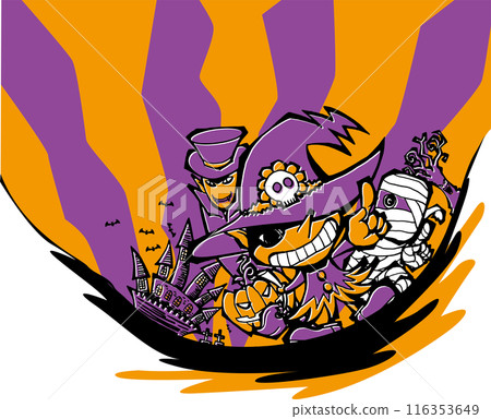 Illustration <Halloween character background, Wizard, Dracula, Mummy> Illustration <Halloween character background, Wizard, Dracula, Mummy> 116353649