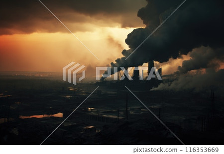 Environmental pollution, hazardous and harmful waste, toxic fumes, soil and air pollution, global problem, crisis 116353669