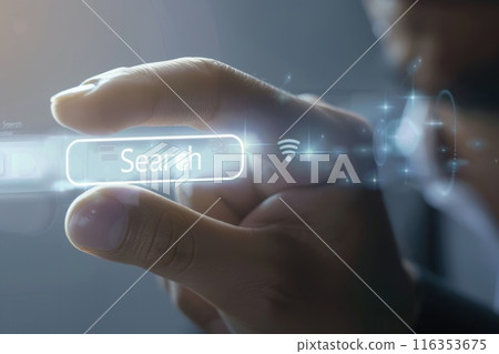 Search bar, online navigation, efficiently search and explore information on websites, apps and digital platforms, touch screen searching engine icon 116353675