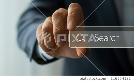 Search bar, online navigation, efficiently search and explore information on websites, apps and digital platforms, touch screen searching engine icon 116354121