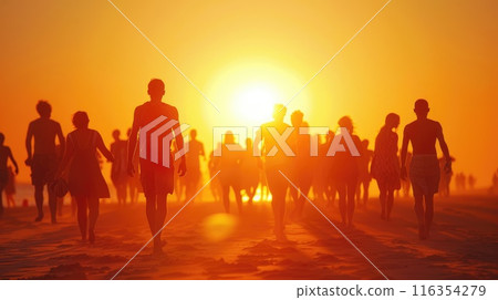 Blazing summer heat - show heat wave, high summer temperatures, scorching sun, abnormal heat wave - highlight intense heat of summer, with soaring temperatures and the effects of abnormal heat waves. 116354279