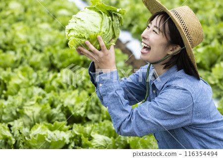 Women with harvested vegetables 116354494