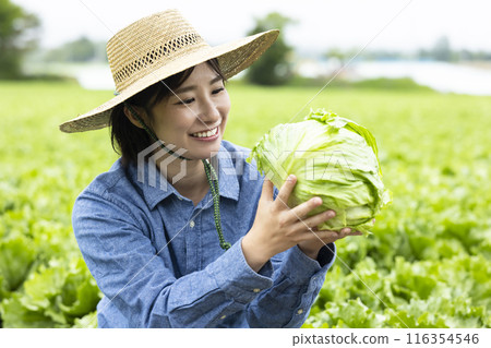 Women with harvested vegetables 116354546
