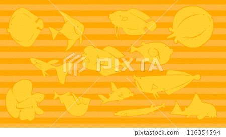 Yellow cute fish background illustration Yellow cute fish background illustration 116354594