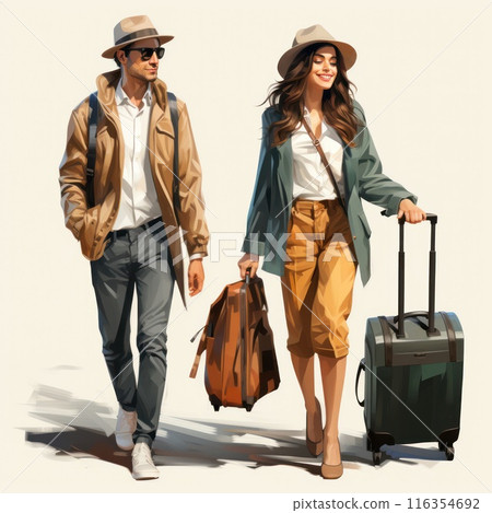 Whimsical wanderlust: amusing cartoons showcase tourists with suitcases, embarking on vibrant vacation escapades filled with fun, discovery, and adventure, exploring the world's wonders. Whimsical wanderlust: amusing cartoons showcase tourists with suitcases, embarking on vibrant vacation escapades filled with fun, discovery, and adventure, exploring the world's wonders. 116354692