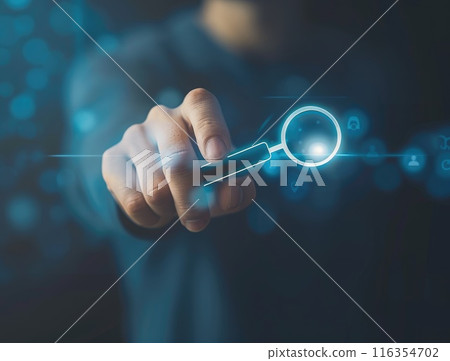 Search bar, online navigation, efficiently search and explore information on websites, apps and digital platforms, touch screen searching engine icon 116354702