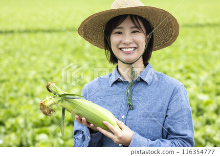 Women with harvested vegetables Women with harvested vegetables 116354777