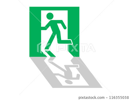 Emergency exit sign Simple emergency exit guide light illustration with shadow Icon material Emergency exit sign Simple emergency exit guide light illustration with shadow Icon material 116355038
