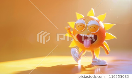 Scorching sun antics: onset of e arrival of abnormal strong heat, sun is overactive, cartoon style - depicting humorous antics of a very hot and overactive sun character in a playful cartoon style. Scorching sun antics: onset of e arrival of abnormal strong heat, sun is overactive, cartoon style - depicting humorous antics of a very hot and overactive sun character in a playful cartoon style. 116355083