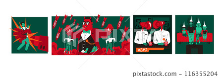 Manipulation of People with Authority Having Influence and Control Over Crowd Vector Set 116355204