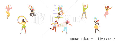 Happy People Characters Sharing Positive Vibes Smiling and Cheering Expressing Good Emotion Vector Set Happy People Characters Sharing Positive Vibes Smiling and Cheering Expressing Good Emotion Vector Set 116355217