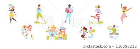 Happy People Characters Sharing Positive Vibes Smiling and Cheering Expressing Good Emotion Vector Set Happy People Characters Sharing Positive Vibes Smiling and Cheering Expressing Good Emotion Vector Set 116355218