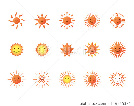 簡單的太陽插畫素材（臉）-漸變 116355385