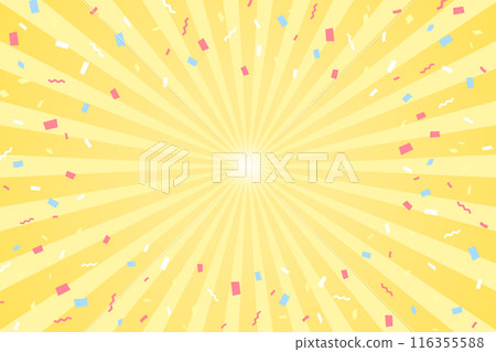 具有集中線條和大五彩紙屑的黃色背景材料 具有集中線條和大五彩紙屑的黃色背景材料 116355588