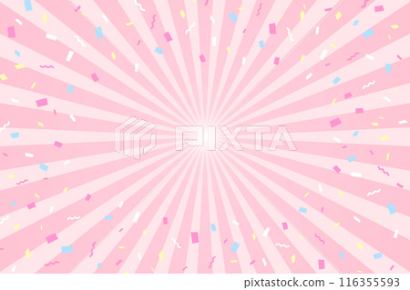 Pink background material with concentrated lines and large confetti 116355593