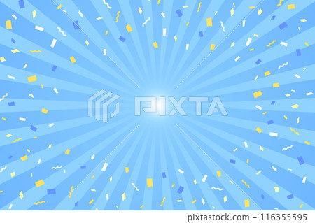 具有集中線條和大五彩紙屑的淺藍色背景材料 116355595