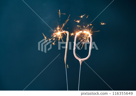 70 years celebration festive background made with Bengal fires in the form of number Seventy. 70 years celebration festive background made with Bengal fires in the form of number Seventy. 116355649