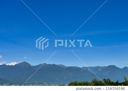 Nagano countryside scenery: Spring blue sky and the Northern Alps Nagano countryside scenery: Spring blue sky and the Northern Alps 116356596
