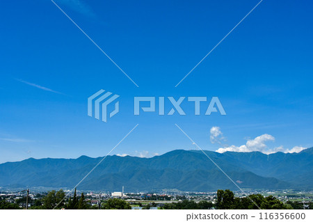 Nagano countryside scenery: Spring blue skies and beautiful green mountains Nagano countryside scenery: Spring blue skies and beautiful green mountains 116356600