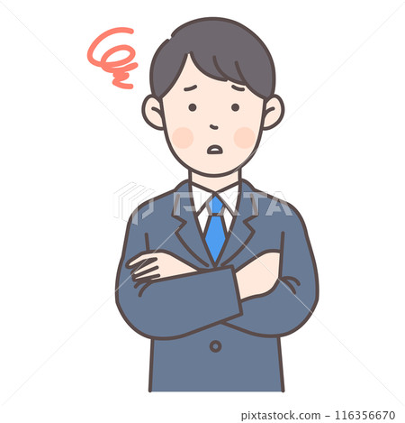 A worried male office worker with his arms folded 116356670
