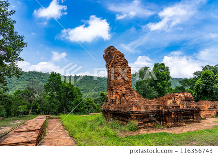 My Son ruins, a sacred site of the Champa Kingdom in Vietnam, where Hindu gods are enshrined My Son ruins, a sacred site of the Champa Kingdom in Vietnam, where Hindu gods are enshrined 116356743