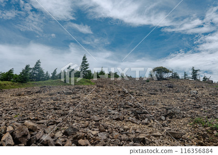 Rocky area of Daibosatsu Pass, scree field Rocky area of Daibosatsu Pass, scree field 116356884