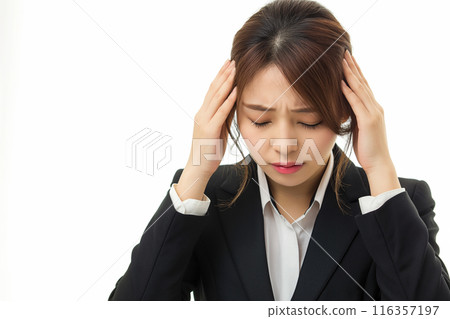Business woman holding a head 116357197