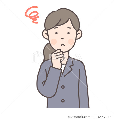 A worried female office worker A worried female office worker 116357248