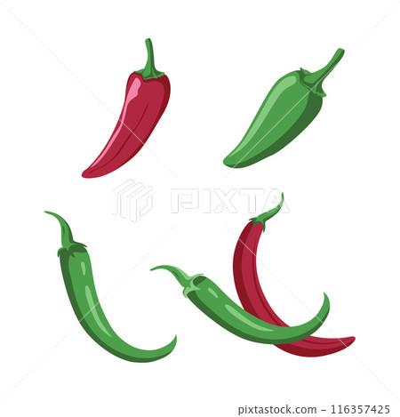 Vector Design of Red Green Hot Spicy Chili Pepper Vegetable 116357425