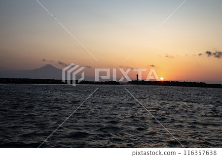 Rishiri Fuji floating in the setting sun Rishiri Fuji floating in the setting sun 116357638