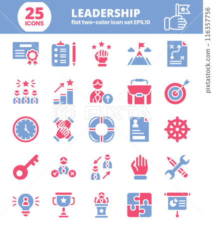 Leadership flat Editable Icons set. Vector illustration in modern flat style of management icons: leader, goal, teamwork, responsibility, and more. 116357756