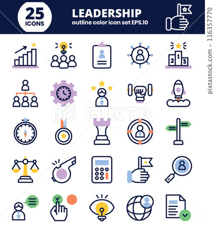 Leadership Line Editable Icons set. Vector illustration of management icons: leader, achievement, start up, responsibility, and more. Leadership Line Editable Icons set. Vector illustration of management icons: leader, achievement, start up, responsibility, and more. 116357770