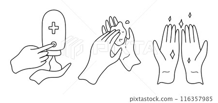 Clean your hands with alcohol gel. Killing virus. Hands used for touching will transmit the virus. Corona virus concept. washing hands with antibacterial hand sanitizer, sanitizer gel symbol Clean your hands with alcohol gel. Killing virus. Hands used for touching will transmit the virus. Corona virus concept. washing hands with antibacterial hand sanitizer, sanitizer gel symbol 116357985
