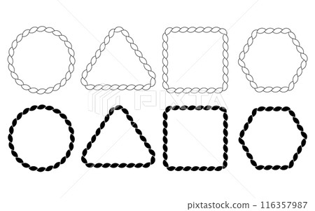 Simple rope frames set, circle, triangle, square and hexagon 116357987