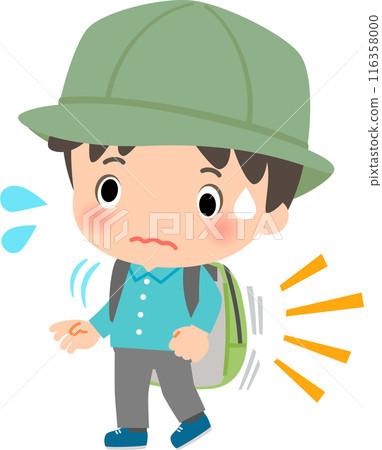 A man in hiking gear struggling with his heavy luggage 116358000