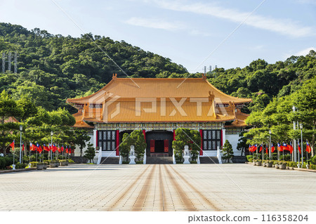 The architectural landscape of the National Revolutionary Martyrs' Shrine in Taipei, Taiwan. 116358204