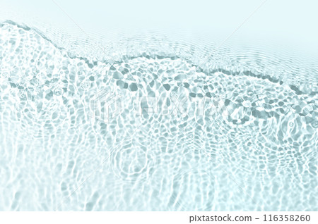 Close-up view of the surface of clear, shallow water. Sunlight creates a pattern of ripples and reflections, producing a shimmering, almost crystalline effect. Close-up view of the surface of clear, shallow water. Sunlight creates a pattern of ripples and reflections, producing a shimmering, almost crystalline effect. 116358260