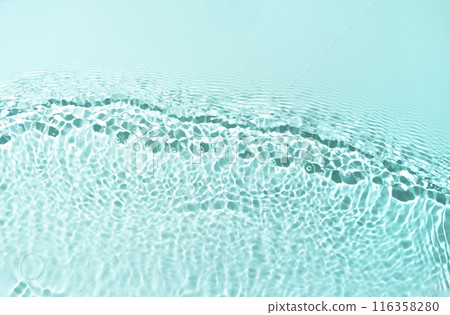 Water waves and splashes texture background. Perfect for design projects, backgrounds, and nature-inspired themes, this photo evokes a sense of freshness and calm. 116358280